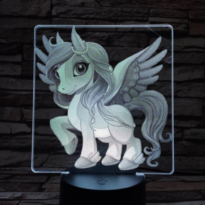 Kicsi pegazus 7 színű valósághű 3D led lámpa