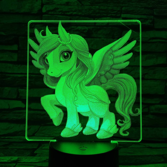 Kicsi pegazus 7 színű valósághű 3D led lámpa