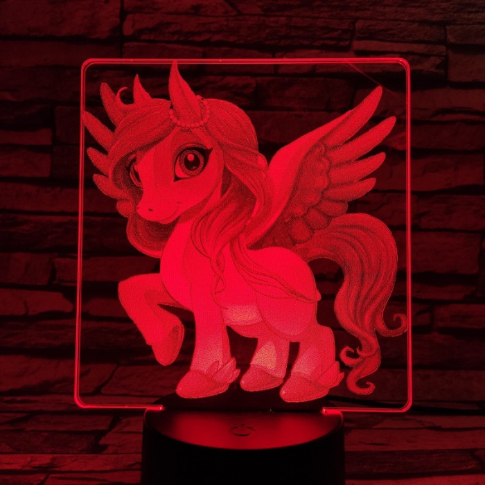 Kicsi pegazus 7 színű valósághű 3D led lámpa