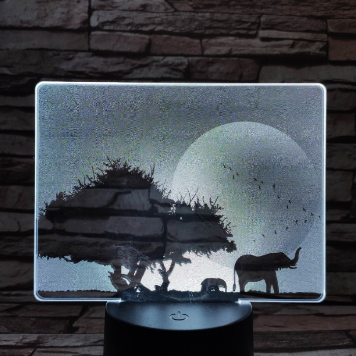 Elefántok a Szaharában 7 színű valósághű 3D led lámpa