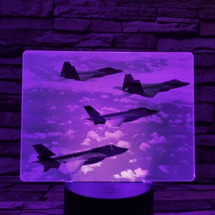 Harci vadászgépek 7 színű valósághű 3D led lámpa