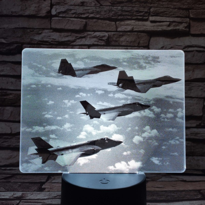 Harci vadászgépek 7 színű valósághű 3D led lámpa