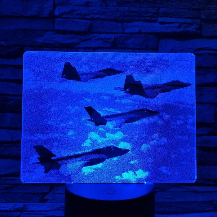 Harci vadászgépek 7 színű valósághű 3D led lámpa