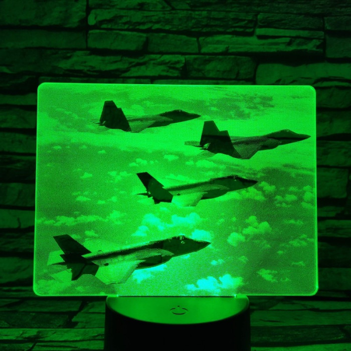 Harci vadászgépek 7 színű valósághű 3D led lámpa