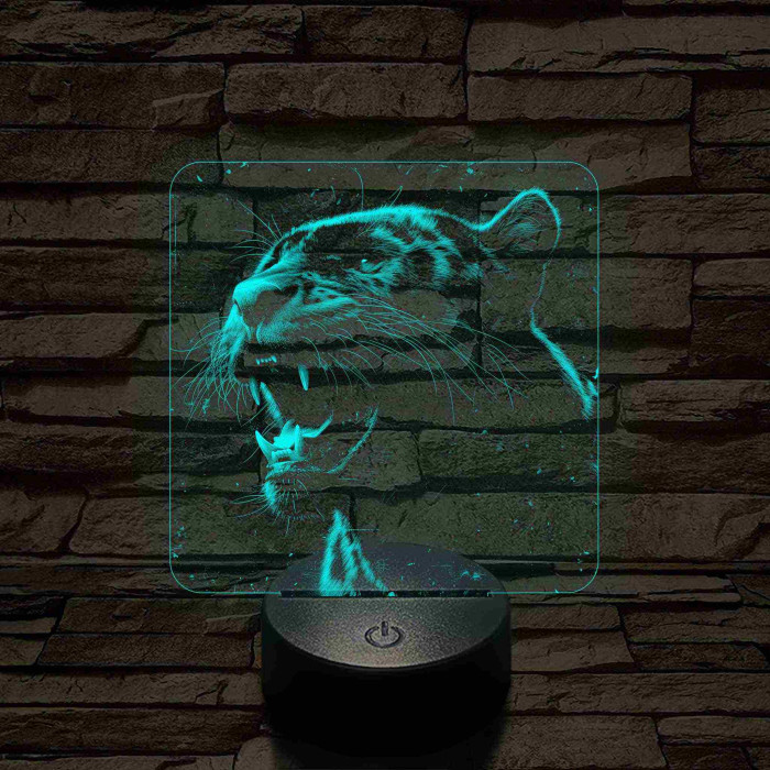 Üvöltő leopárd 7 színű valósághű 3D led lámpa