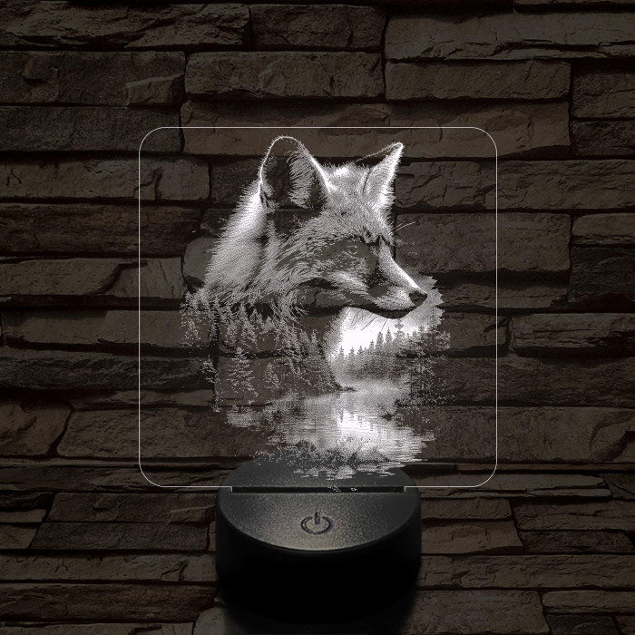 Róka az erdő felett  7 színű valósághű 3D led lámpa