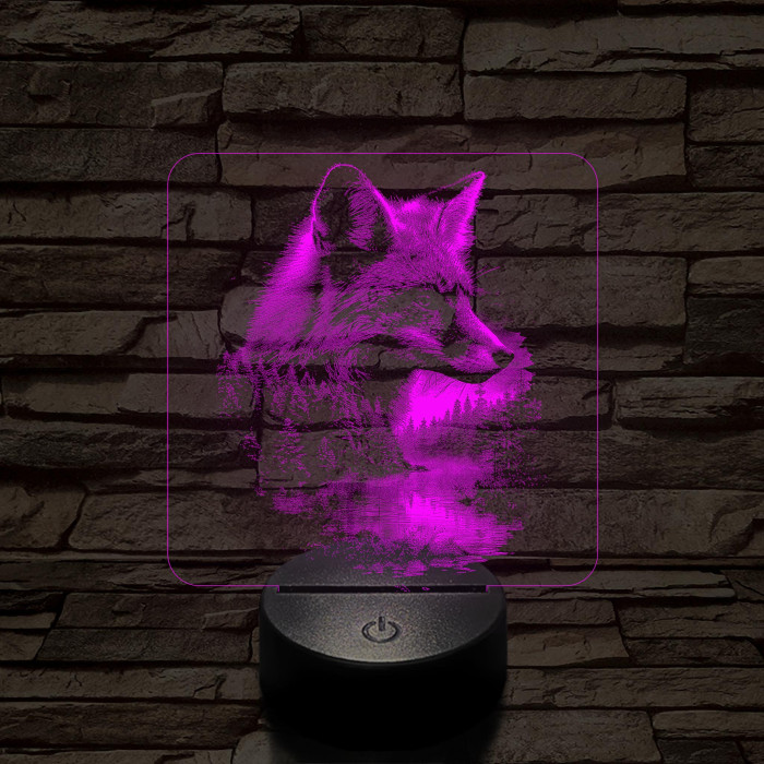 Róka az erdő felett  7 színű valósághű 3D led lámpa