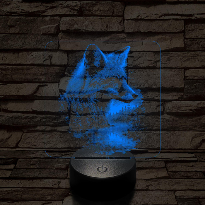 Róka az erdő felett  7 színű valósághű 3D led lámpa