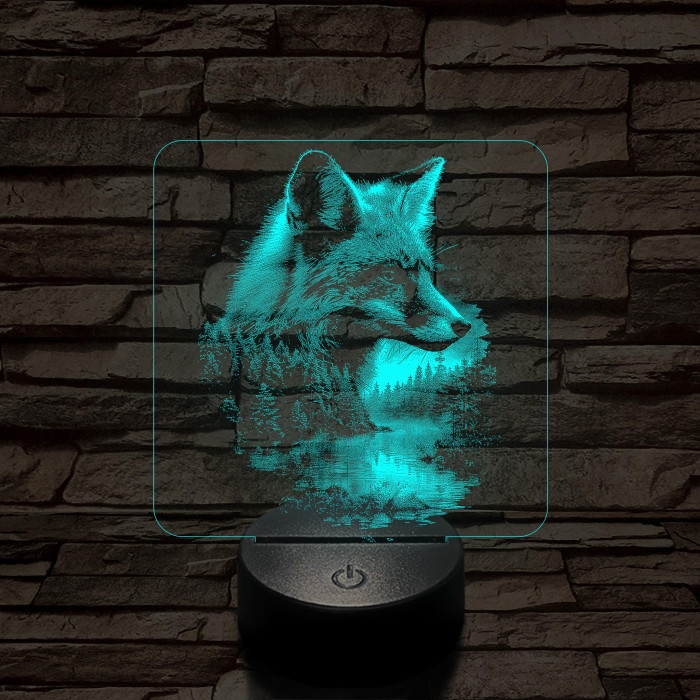Róka az erdő felett  7 színű valósághű 3D led lámpa