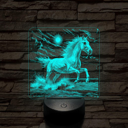 Vizen vágtázó ló   7 színű valósághű 3D led lámpa