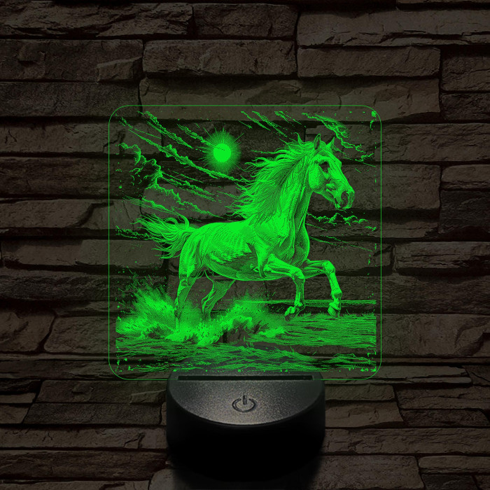 Vizen vágtázó ló   7 színű valósághű 3D led lámpa