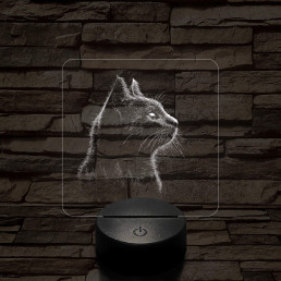Macska az erdőben néz  7 színű valósághű 3D led lámpa