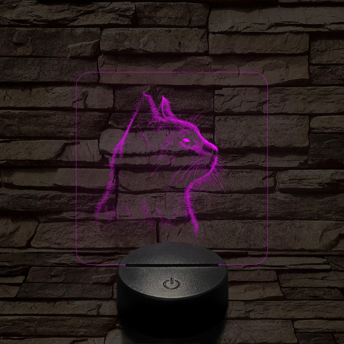 Macska az erdőben néz  7 színű valósághű 3D led lámpa