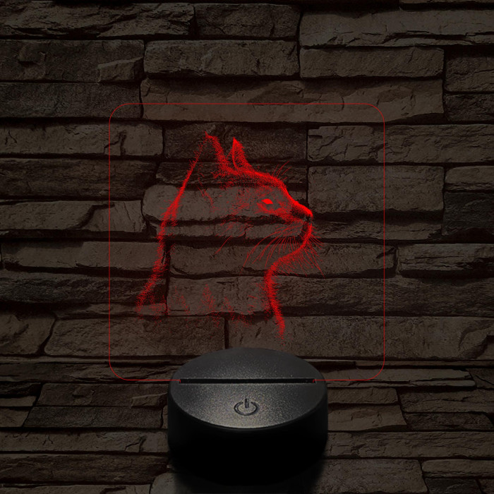 Macska az erdőben néz  7 színű valósághű 3D led lámpa