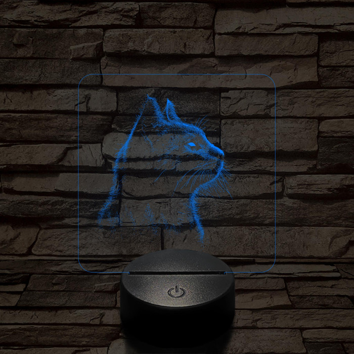 Macska az erdőben néz  7 színű valósághű 3D led lámpa