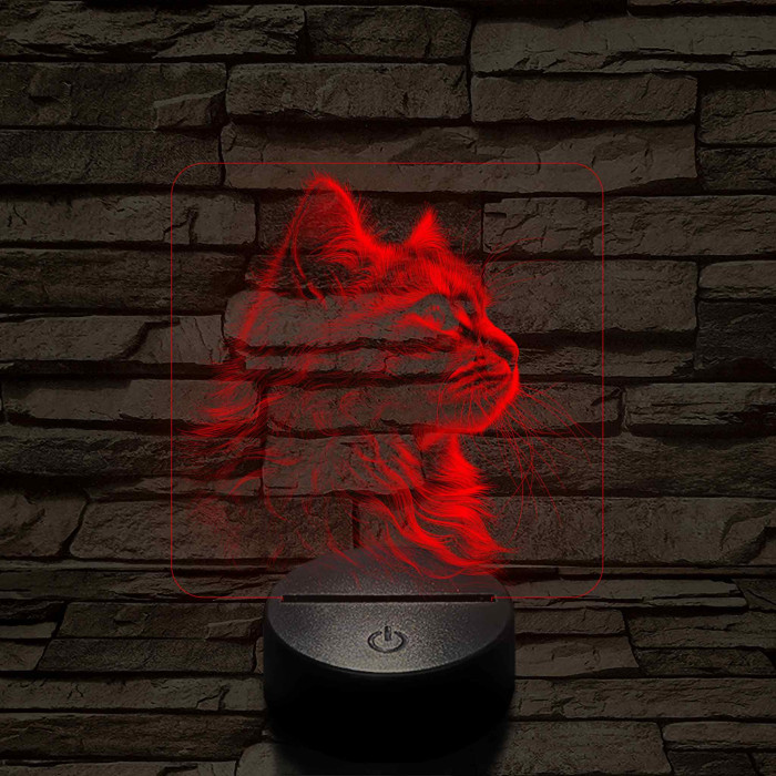 Macska elegancia 7 színű valósághű 3D led lámpa