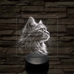 Macska elegancia 7 színű valósághű 3D led lámpa