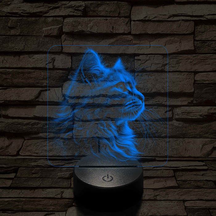 Macska elegancia 7 színű valósághű 3D led lámpa