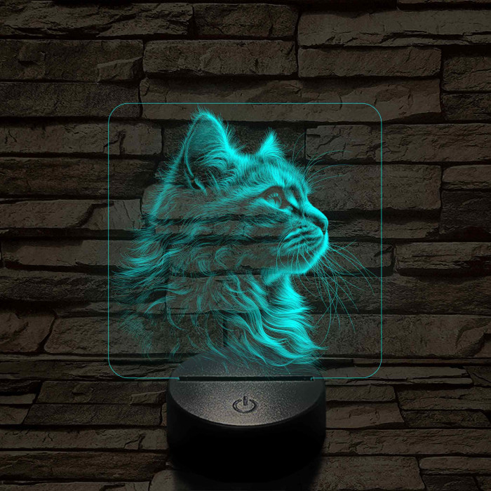 Macska elegancia 7 színű valósághű 3D led lámpa