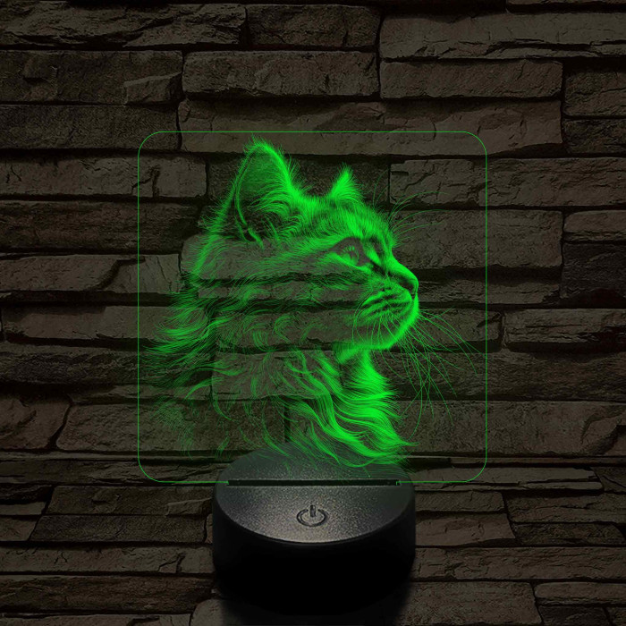 Macska elegancia 7 színű valósághű 3D led lámpa