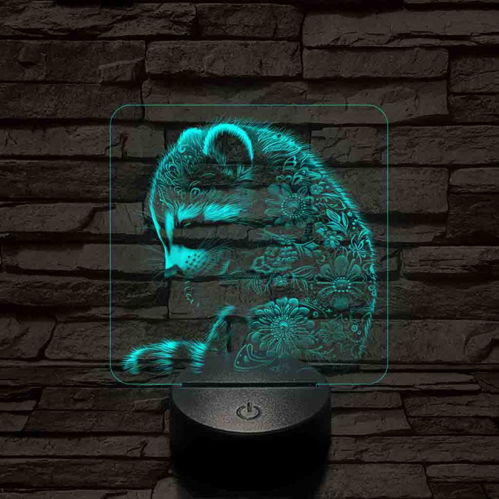 Virágzó mosómedve 7 színű valósághű 3D led lámpa