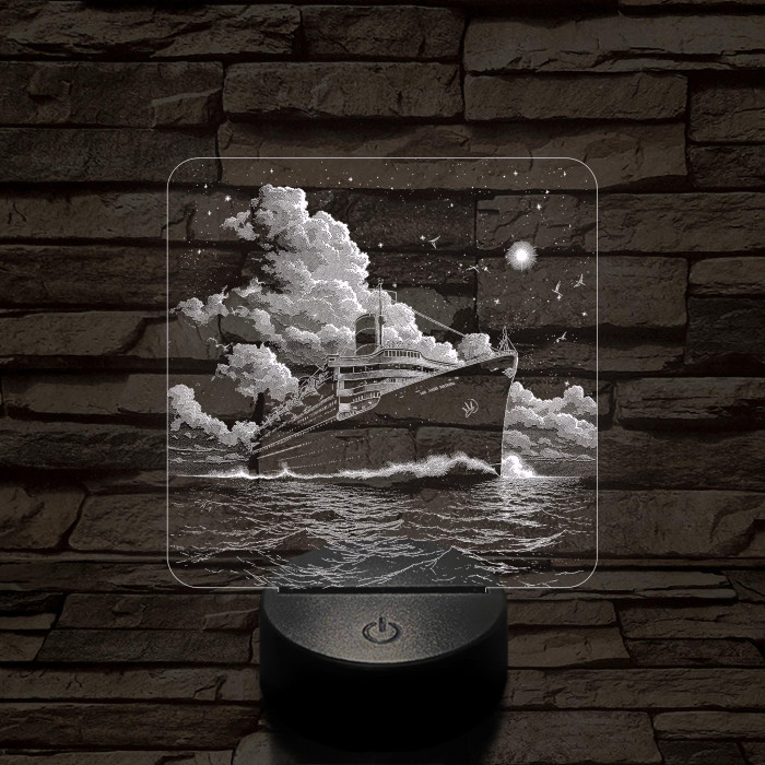 Gőzhajó  7 színű valósághű 3D led lámpa