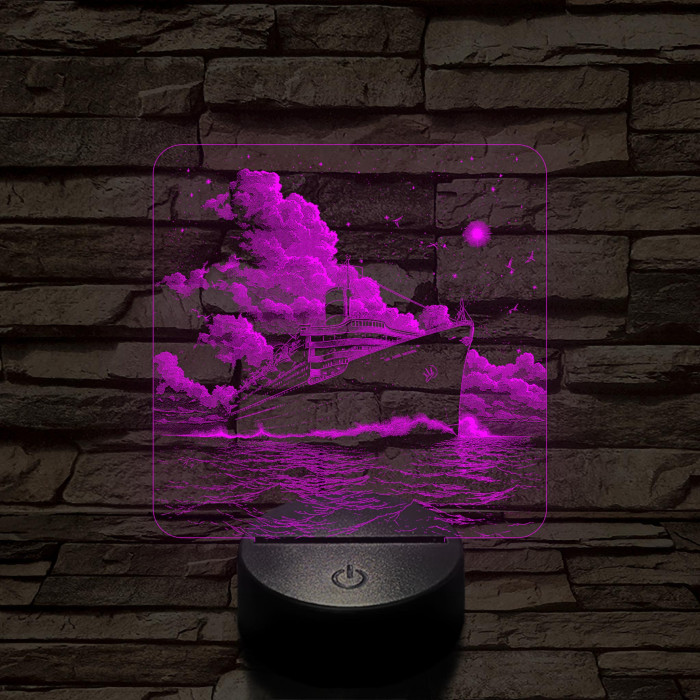 Gőzhajó  7 színű valósághű 3D led lámpa