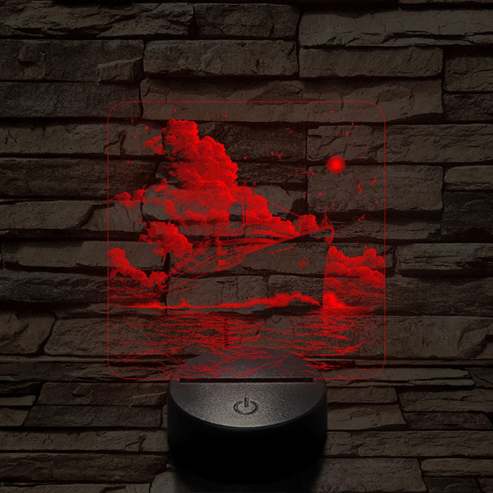 Gőzhajó  7 színű valósághű 3D led lámpa