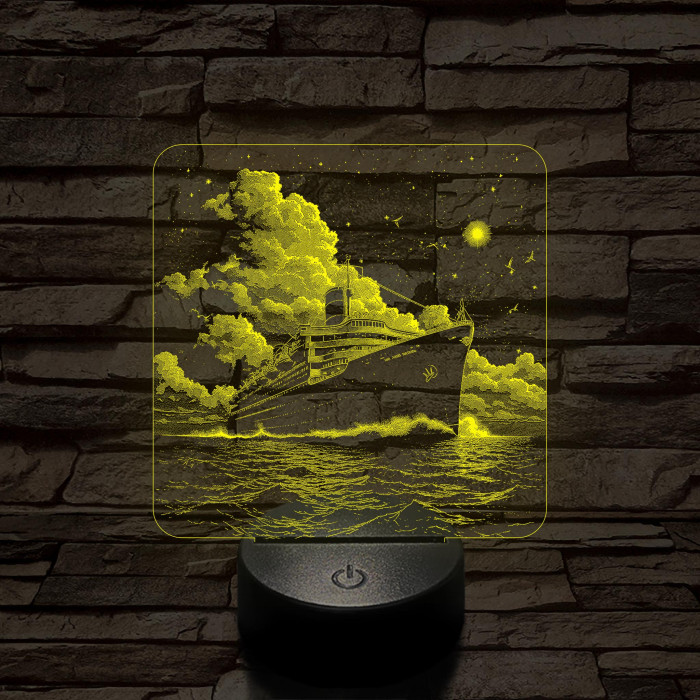 Gőzhajó  7 színű valósághű 3D led lámpa
