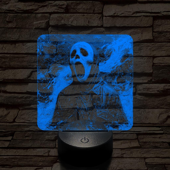 Helloween-i sikoly 7 színű valósághű 3D led lámpa