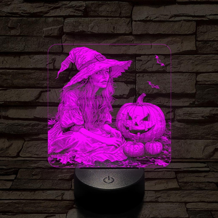 Boszorkány töklámpásokkal 7 színű valósághű 3D led lámpa