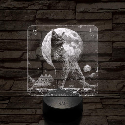 Egyiptom macskája 7 színű valósághű 3D led lámpa