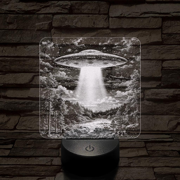 UFO rejtély az erdőben 7 színű valósághű 3D led lámpa