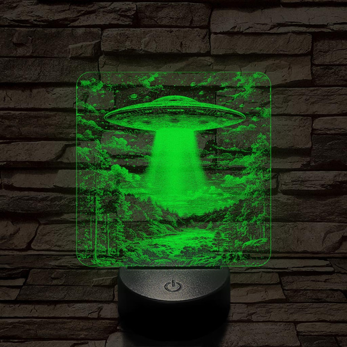 UFO rejtély az erdőben 7 színű valósághű 3D led lámpa