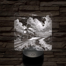 Expressz gőzmozdony 7 színű valósághű 3D led lámpa
