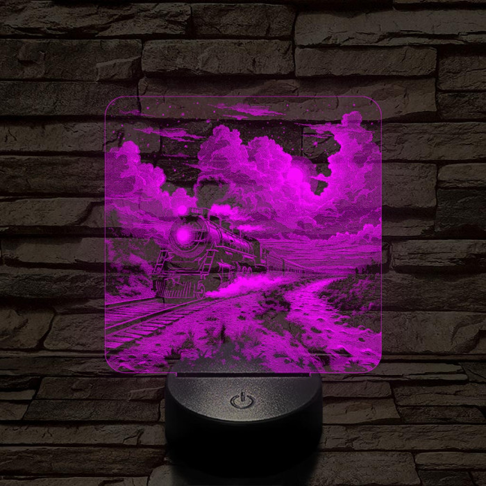 Expressz gőzmozdony 7 színű valósághű 3D led lámpa