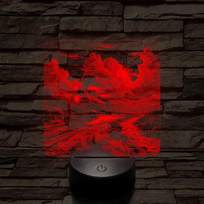 Expressz gőzmozdony 7 színű valósághű 3D led lámpa