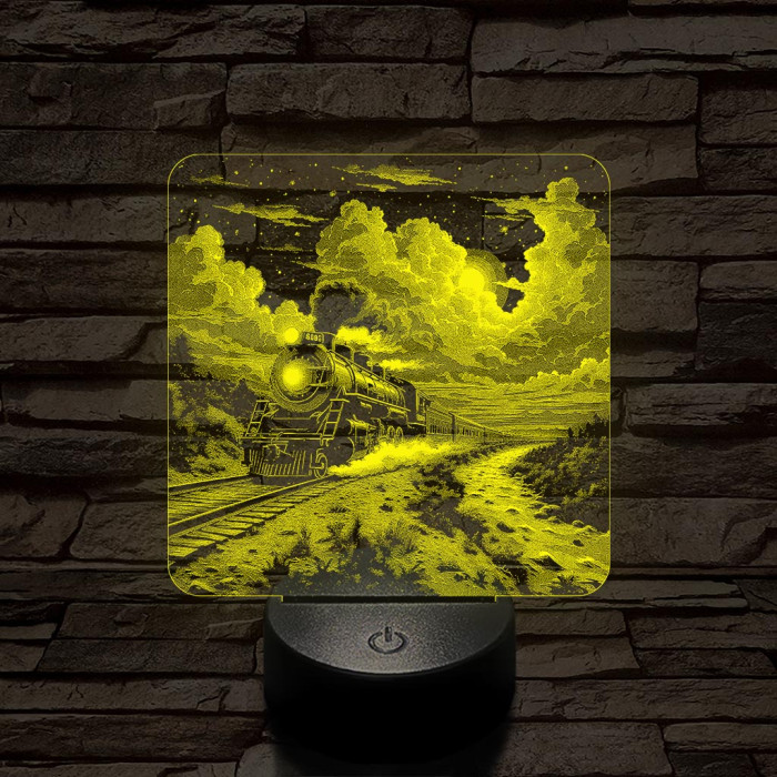 Expressz gőzmozdony 7 színű valósághű 3D led lámpa