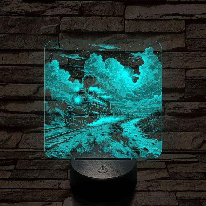 Expressz gőzmozdony 7 színű valósághű 3D led lámpa