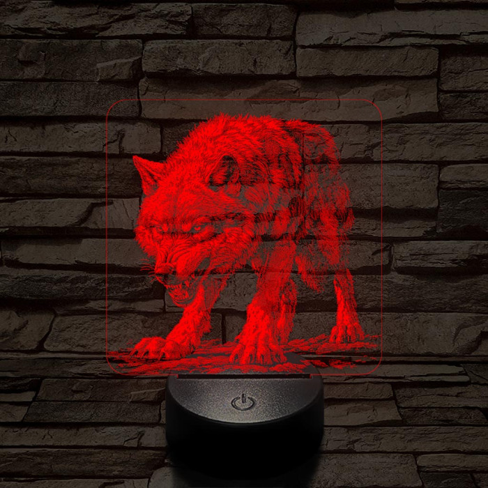 Vicsorgó farkas 7 színű valósághű 3D led lámpa