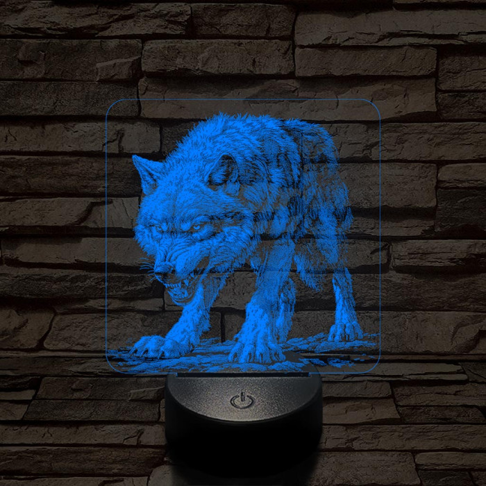 Vicsorgó farkas 7 színű valósághű 3D led lámpa