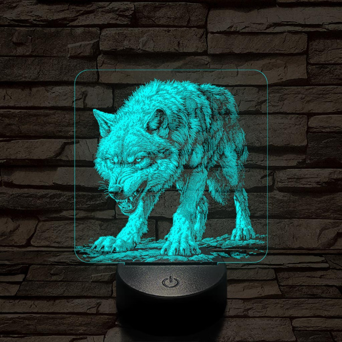 Vicsorgó farkas 7 színű valósághű 3D led lámpa