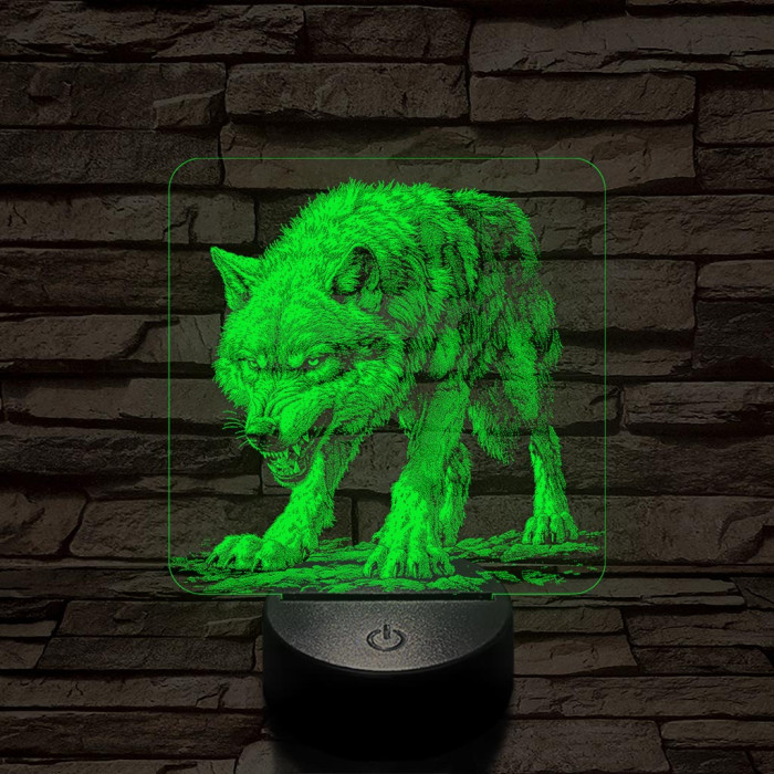 Vicsorgó farkas 7 színű valósághű 3D led lámpa