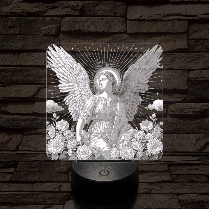 Angyal virágokkal 7 színű valósághű 3D led lámpa
