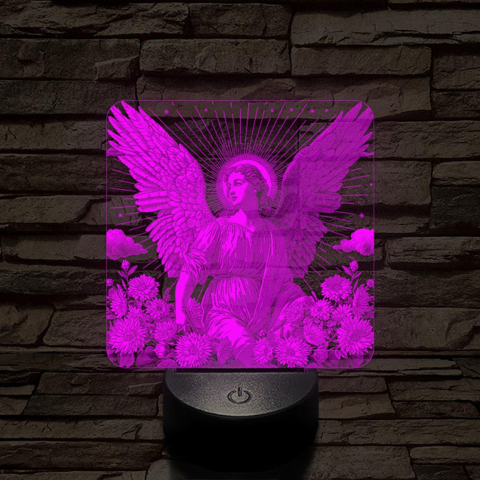 Angyal virágokkal 7 színű valósághű 3D led lámpa