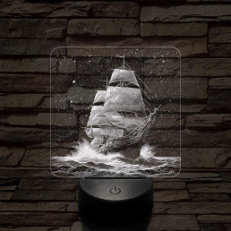 Tengert átszelő fregatt 7 színű valósághű 3D led lámpa