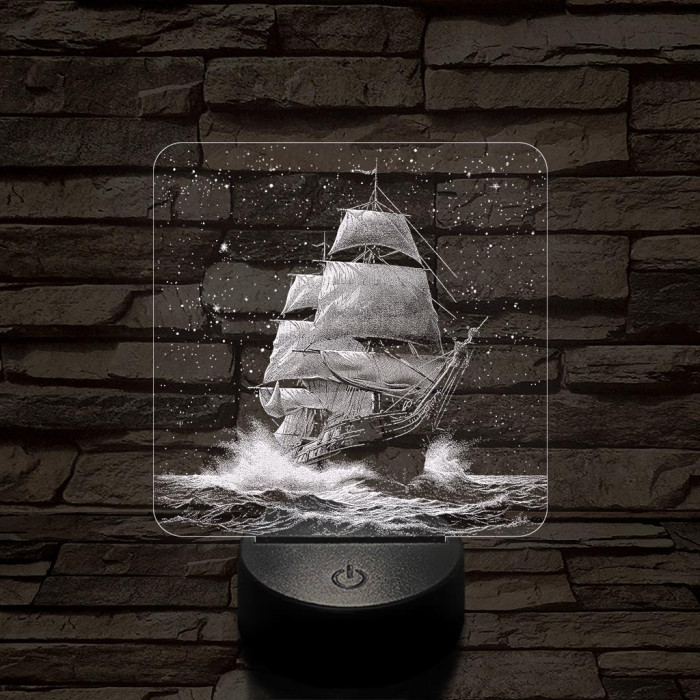 Tengert átszelő fregatt 7 színű valósághű 3D led lámpa