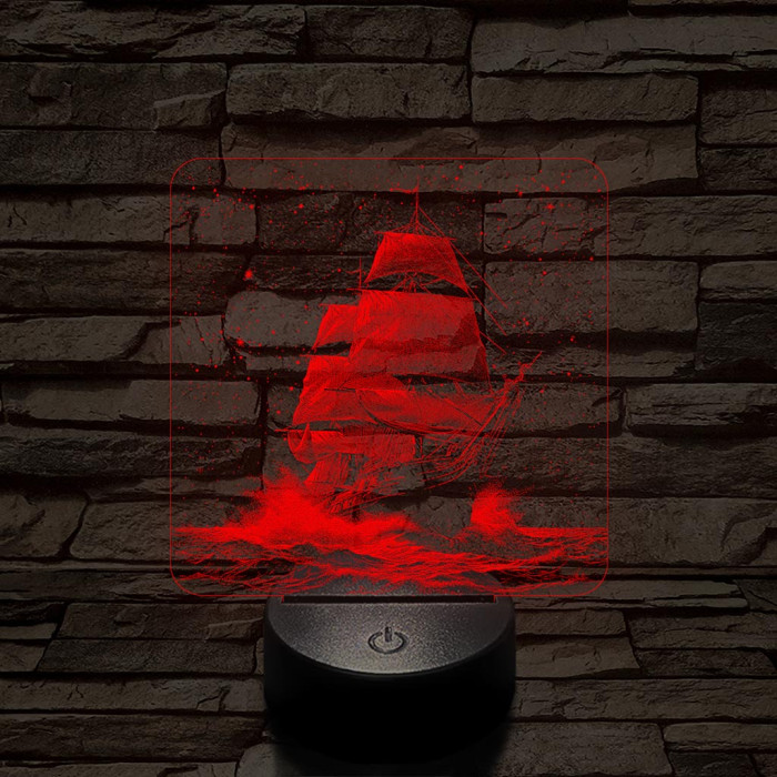 Tengert átszelő fregatt 7 színű valósághű 3D led lámpa