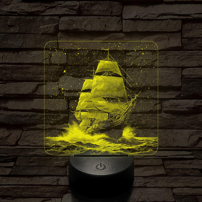 Tengert átszelő fregatt 7 színű valósághű 3D led lámpa