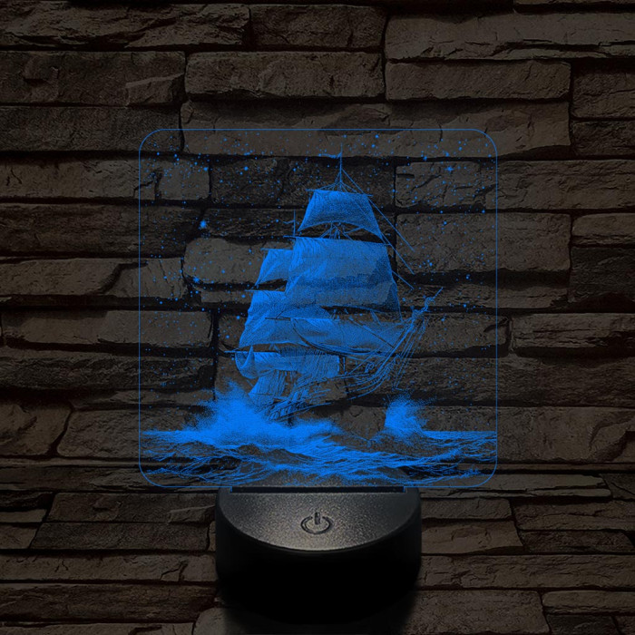 Tengert átszelő fregatt 7 színű valósághű 3D led lámpa
